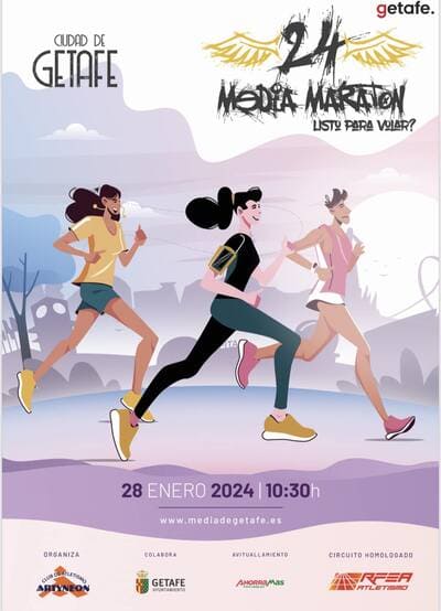 La 24ª edición de la Media Maratón "Ciudad de Getafe" está cerca. El próximo domingo 28 de enero de 2024 a las 10:30 horas.
