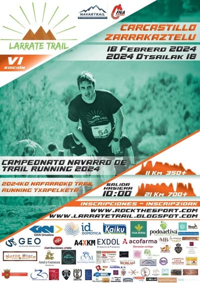 ¡Vuelve el VI Larrate Trail!, un  evento que se llevará a cabo el domingo 18 de febrero de 2024 en Carcastillo, Navarra.