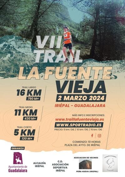 El próximo sábado 2 de marzo de 2024, Iriépal en Guadalajara acojerá la séptima edición del Trail La Fuente Vieja.