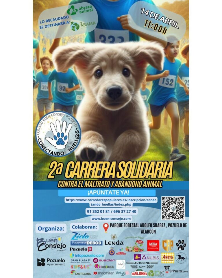 El 14 de abril se celebrará en Pozuelo de Alarcón, Madrid, la II Carrera Conectando con Huellas, una oportunidad para correr con tu mascota.