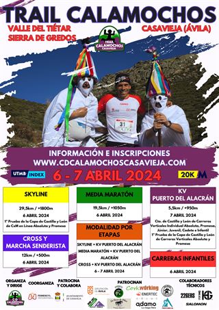 Los días 6 y 7 de abril será la VI Trail Calamochos Casavieja, en Ávila. Es parte de la Copa de C&L de Carreras por Montaña en Línea.