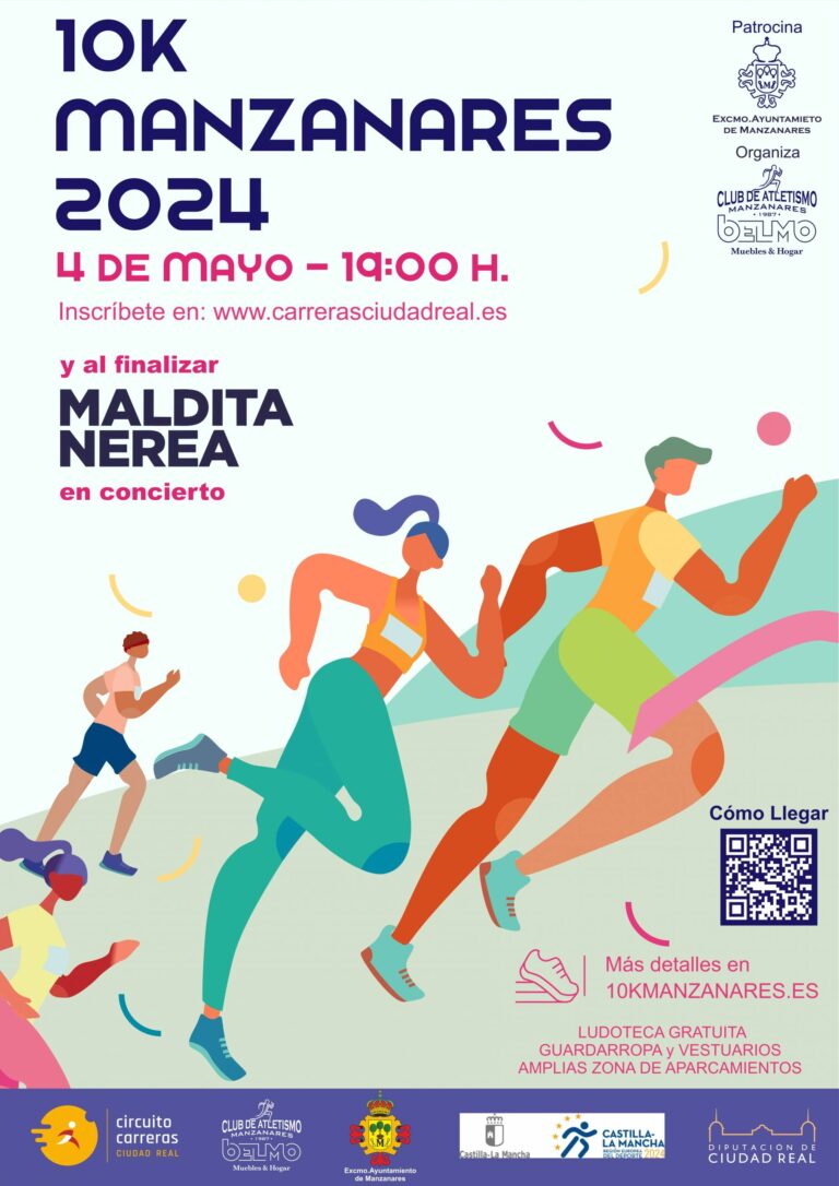 El sábado 4 de mayo, a partir de las 19:00 horas, se celebrará en Carrera Popular 10K Manzanares, en Ciudad Real.