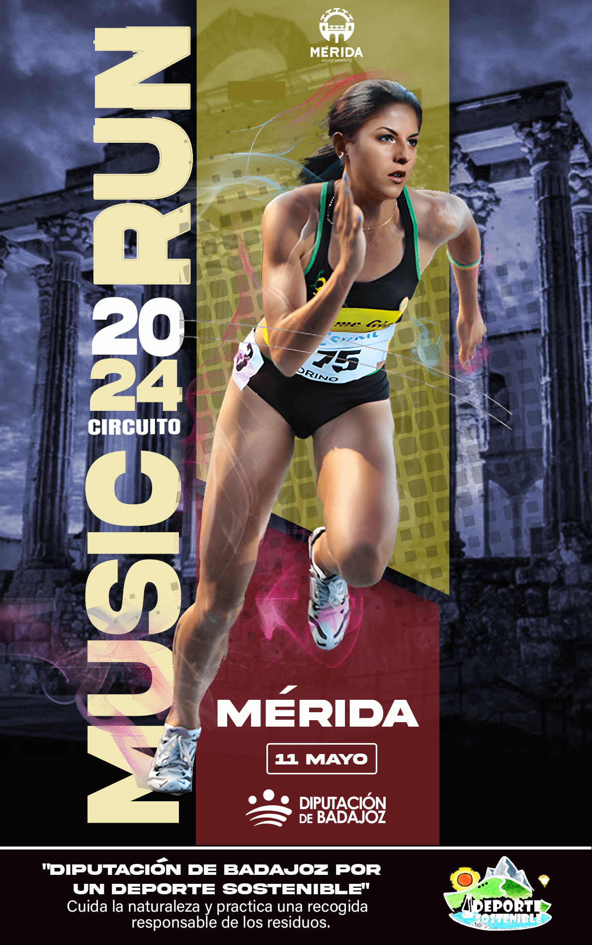 El 11 de mayo tendrá lugar la Music Run Mérida 2024, en Extremadura. El evento está organizado con la colaboración del Ayuntamiento de Mérida