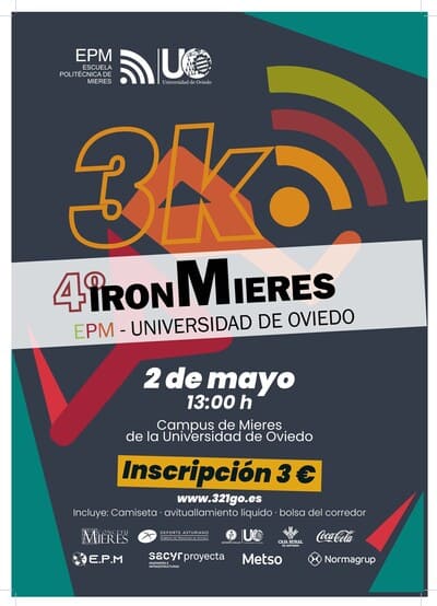 La IV Carrera IronMieres, organizada por la Escuela Politécnica de Mieres, el Servicio de Deportes de la Universidad de Oviedo y el Ayto.