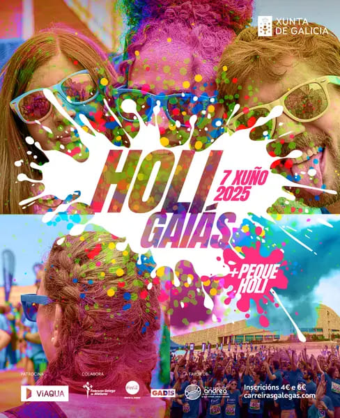 El próximo 7 de junio, Santiago de Compostela volverá a llenarse de color y solidaridad con la celebración de la VII Carreira Holi Gaiás 2025