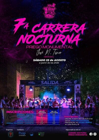El próximo sábado 23 de agosto, Priego de Córdoba volverá a vestirse de gala con la celebración de la VII Carrera Nocturna Priego Monumental