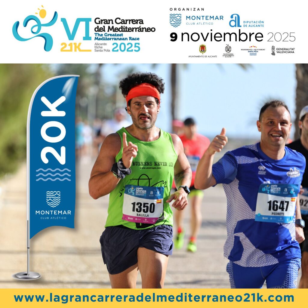 El próximo domingo 9 de noviembre de 2025, la provincia de Alicante acogerá la VII Gran Carrera del Mediterráneo 21K