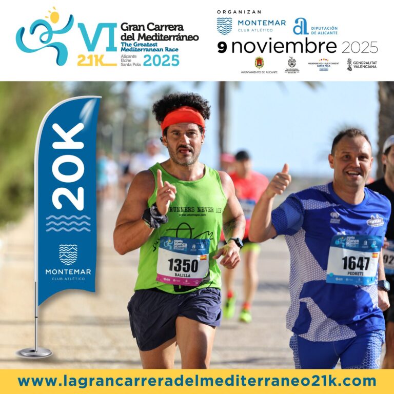 El próximo domingo 9 de noviembre de 2025, la provincia de Alicante acogerá la VII Gran Carrera del Mediterráneo 21K