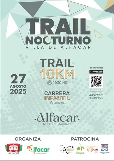 El próximo miércoles 27 de agosto de 2025, el municipio granadino de Alfacar celebrará la décima edición del Trail Nocturno Villa de Alfacar