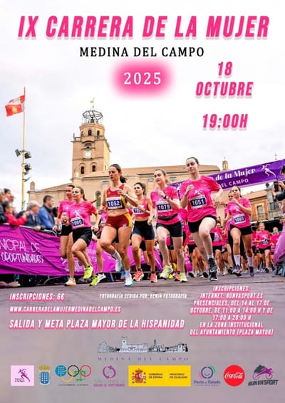 El sábado 18 de octubre de 2025, las calles de Medina del Campo volverán a teñirse de rosa con motivo de la IX Carrera de la Mujer