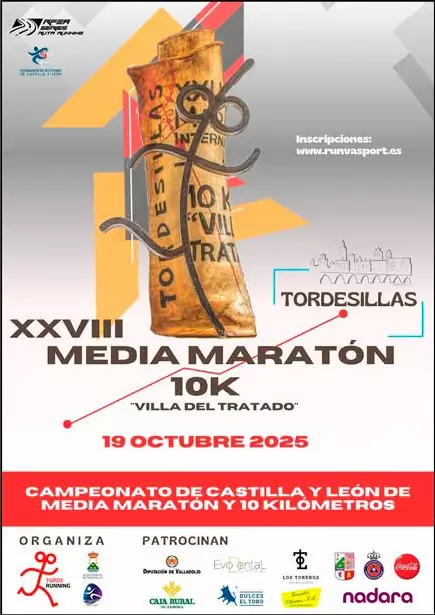 Tordesillas volverá a vestirse de gala para acoger la XXVIII Media Maratón Nacional y el 10K “Villa del Tratado”.