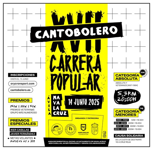 Navalacruz (Ávila) volverá a llenarse de ambiente festivo y deportivo con la celebración de la XVII Carrera Popular Cantobolero