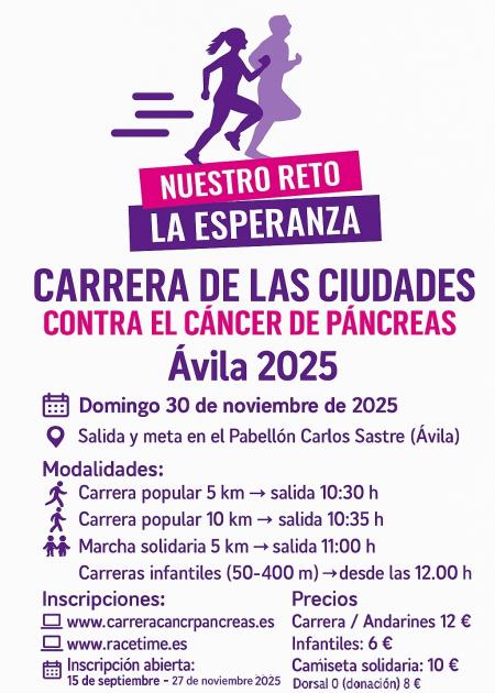 Ávila será escenario de una cita deportiva y solidaria de gran calado: la Carrera de las Ciudades contra el Cáncer de Páncreas