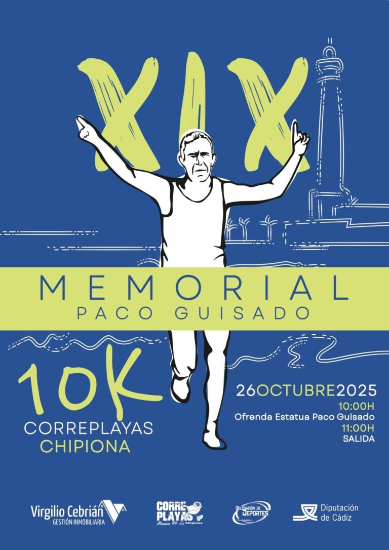 Chipiona volverá a convertirse en el epicentro del atletismo con la celebración de la XIX edición del 10K Correplayas Memorial Paco Guisado