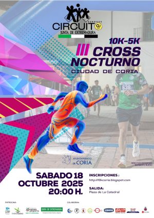 Las calles del municipio de Coria, Cáceres, volverán a llenarse de luces y emoción con la celebración del III Cross Nocturno Ciudad de Coria.