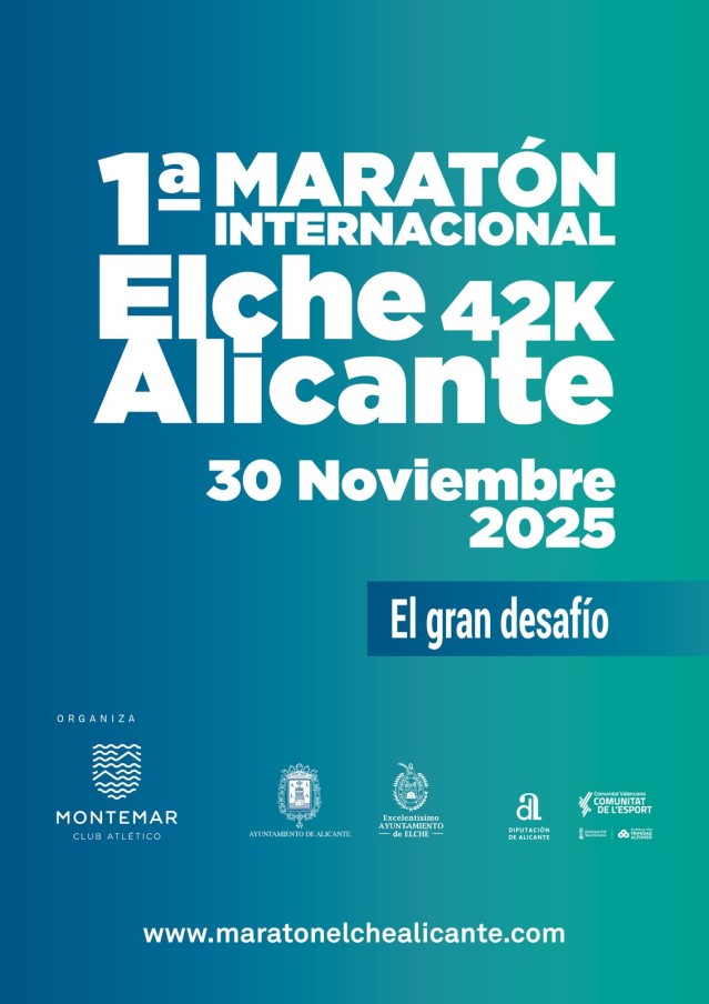 Apunta bien la fecha: domingo 30 de noviembre de 2025. Ese día se celebrará la primera edición de la Maratón Internacional Elche-Alicante,