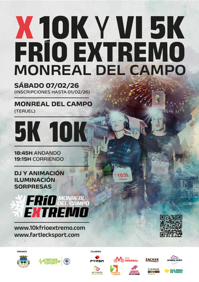 Llega la décima edición de la 10K Frío Extremo, una carrera que ya es tradición para los más valientes en las calles de Monreal del Campo.