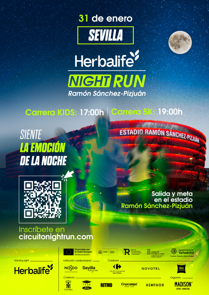 La noche sevillana se llenará de energía, zapatillas y buen rollo con la celebración de la Herbalife Night Run Ramón Sánchez-Pizjuán