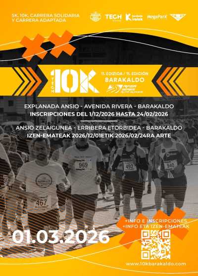 Domingo 1 de marzo de 2026. Porque ese día, Barakaldo se viste de deporte, energía y buen ambiente con la celebración de la XI Tech 10K